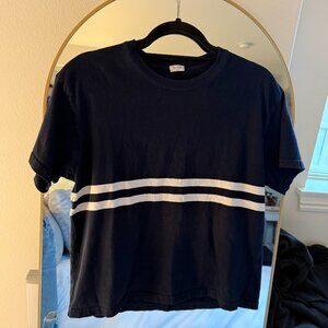 Brandy Melville Navy Blue Tee with White Stripes